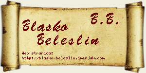 Blaško Beleslin vizit kartica